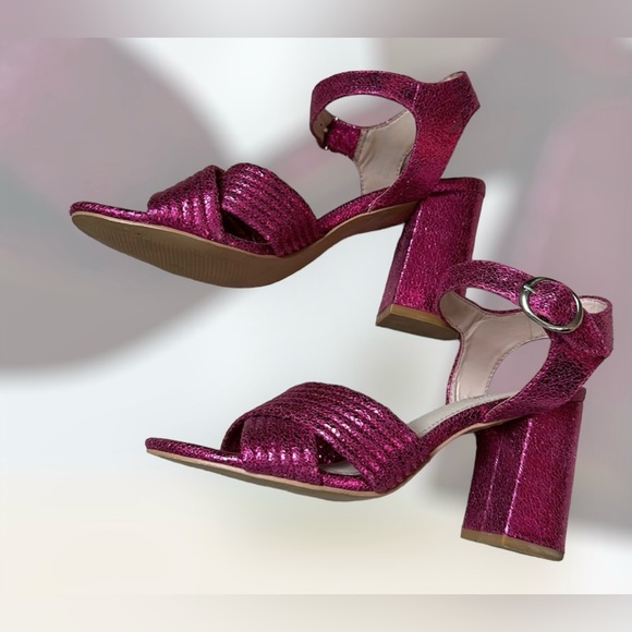 Topshop Metallic Pink Block Heels Sandals - Picture 4 of 10